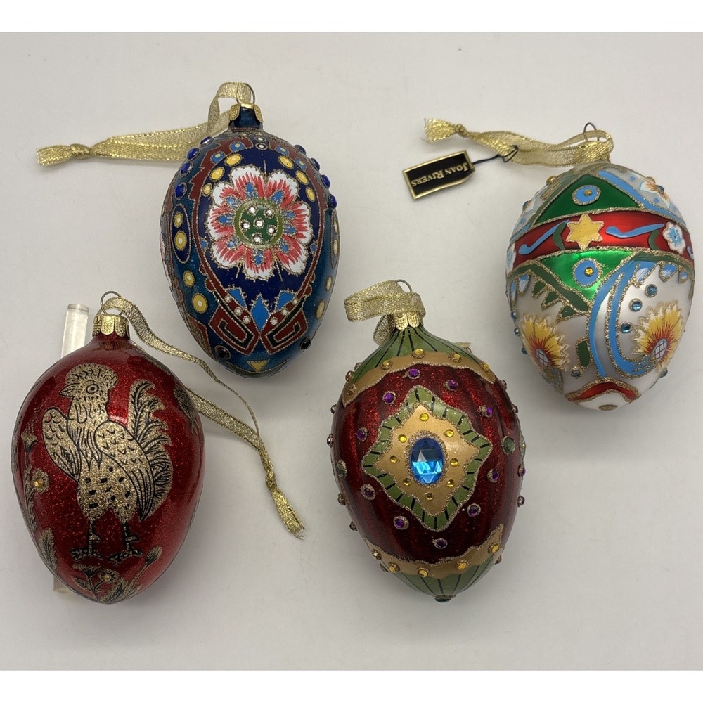 Joan Rivers Classics Russian Faberge Inspired se 4 Christmas egg Ornaments 2009